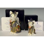 A Royal Crown Derby paperweight, Fireside Cat, specially commissioned by Peter Jones of Wakefield,