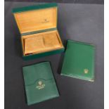 A Rolex box, wallet, outer cardboard box (no watch)