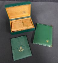 A Rolex box, wallet, outer cardboard box (no watch)