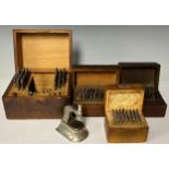 A clockmaker's/watchmaker's staking set, cased; other watchmaking tools, cased (4)