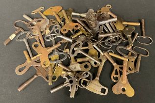 Horology - a collection of 19th century and later clock keys (approx. 50)