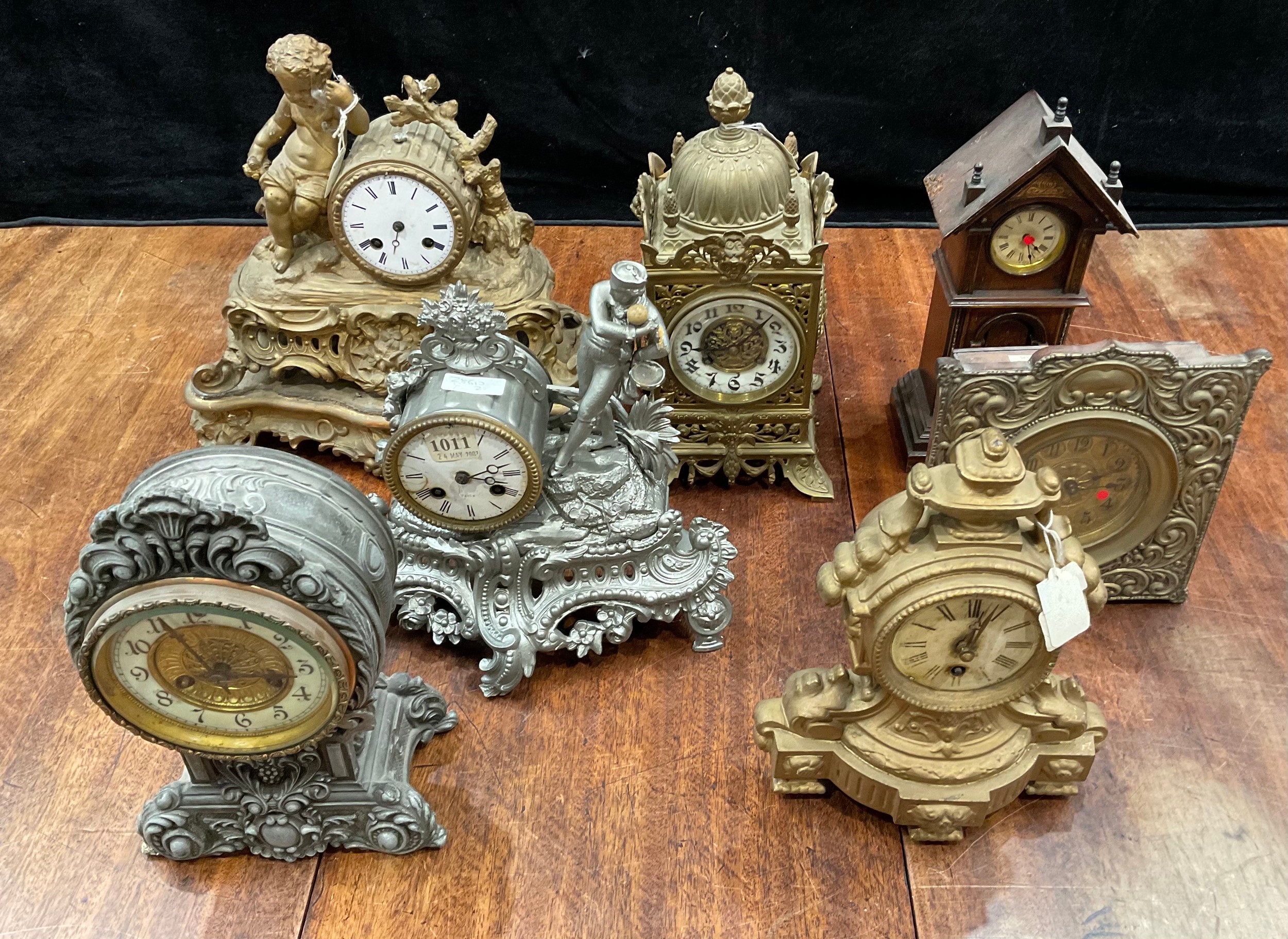 Clocks - 19th century French brass, gilt metal, etc (7) - Image 2 of 2