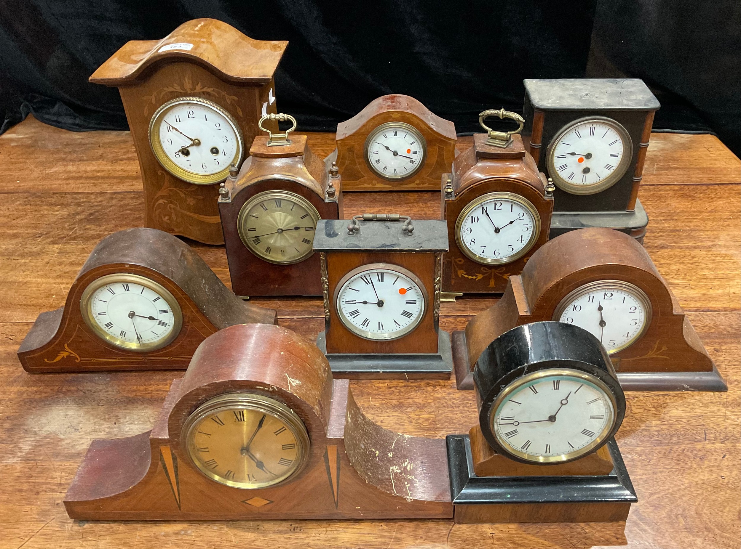 Clocks - late Victorian and Edwardian mantel clocks, various, Aesthetic Movement, Sheraton - Image 2 of 2