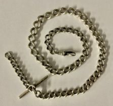 A hallmarked silver graduated link Albert chain, assay location marks rubbed, 35.5g