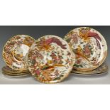 A pair of Royal Crown Derby Olde Avesbury pattern shaped circular dinner plates, 27cm diameter,