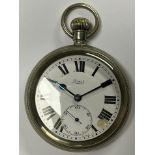 Railway Interest - A London Midlands & Scottish Railway open face pocket watch, white enamel dial,