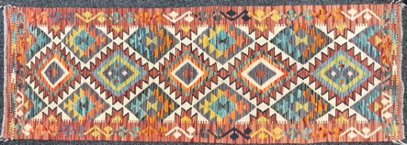 Oriental Rugs and Carpets - a Chobi Kilim runner, 197cm x 69cm