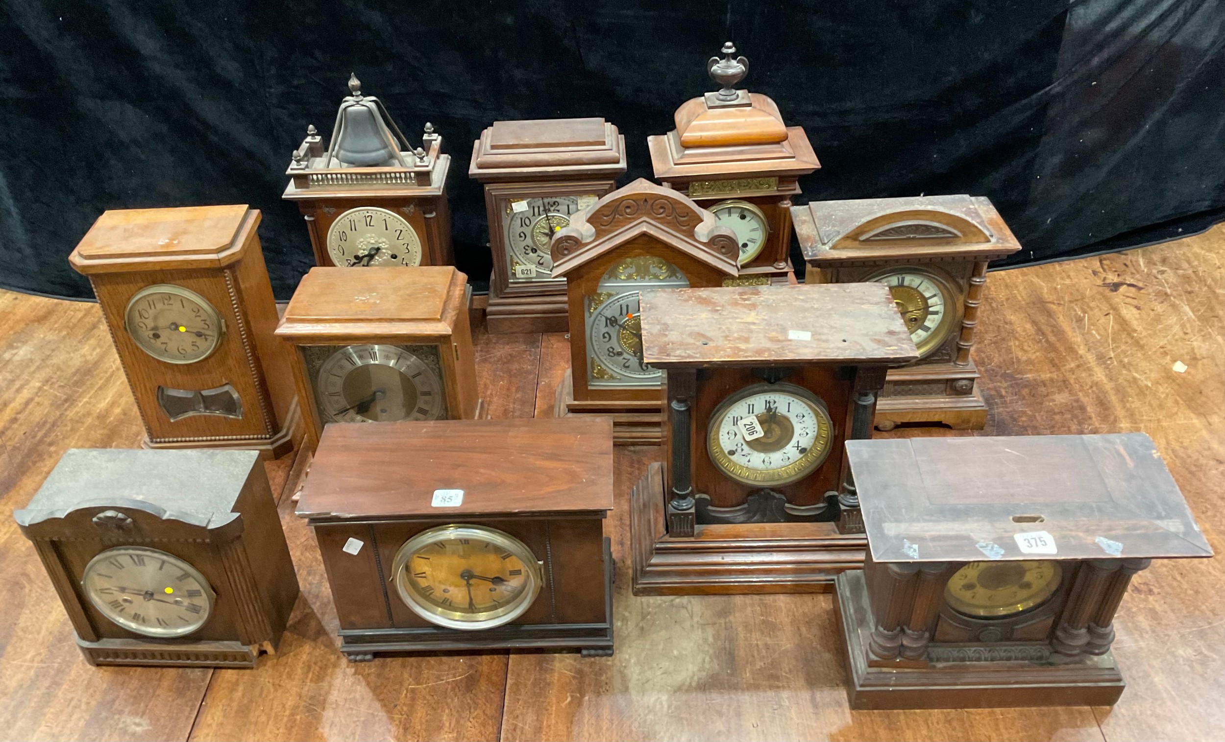 Clocks - early to mid 20th century, architectural cases, mostly oak (11) - Image 2 of 2