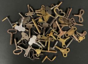 Horology - a collection of 19th century and later clock keys (approx. 50)