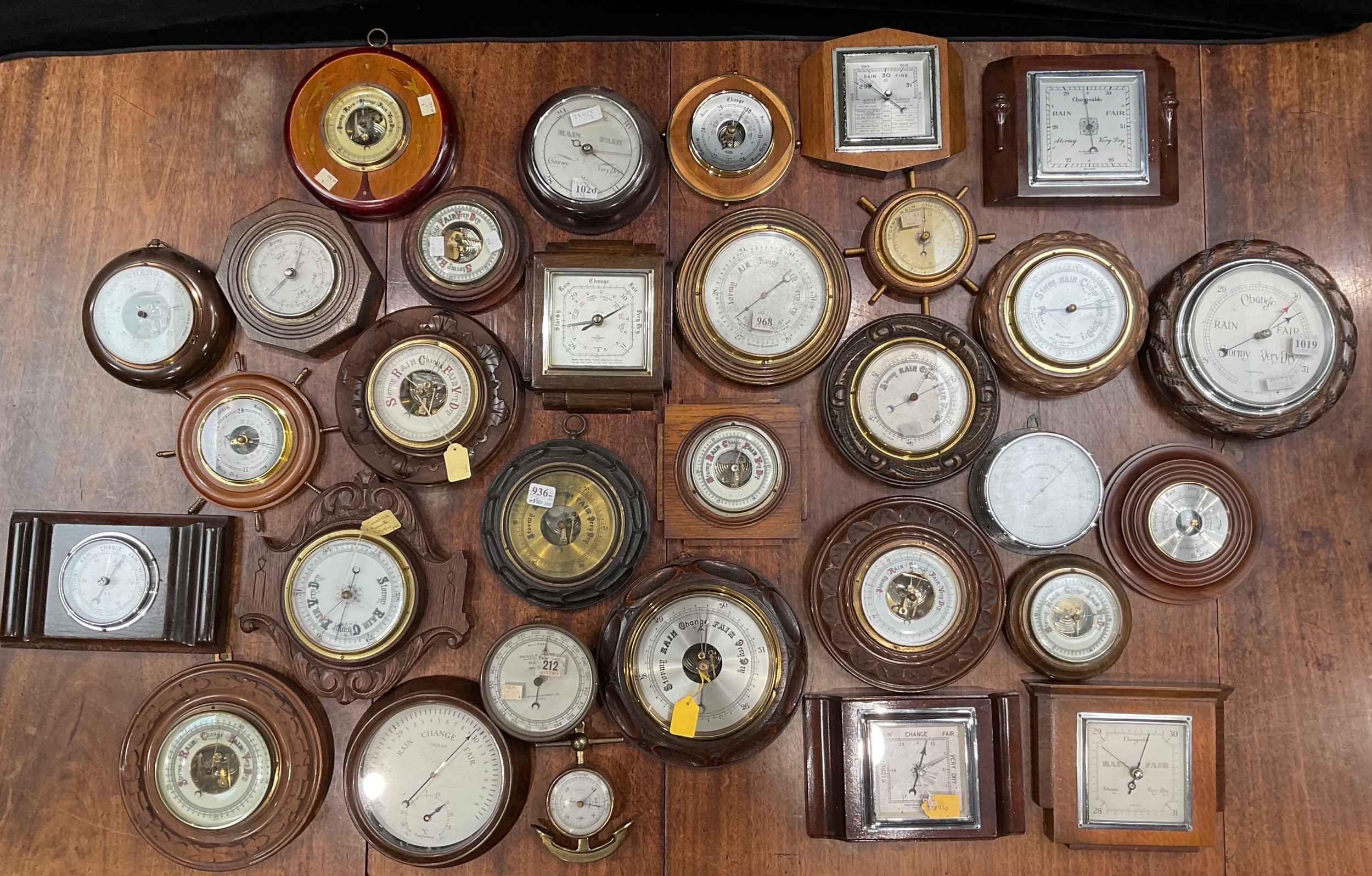 Barometers - various, carved, etc (qty)