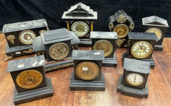 Clocks - late 19th and early 20th century faux-marble, various materials with simulated finishes (