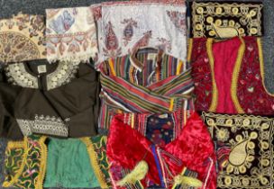Textiles - hand embroidered waistcoats, cushion covers; Paisley throws/shawls; etc