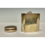 A George III style silver rectangular tea caddy, hinged cover, 9cm high, London, 1901, 222g; a