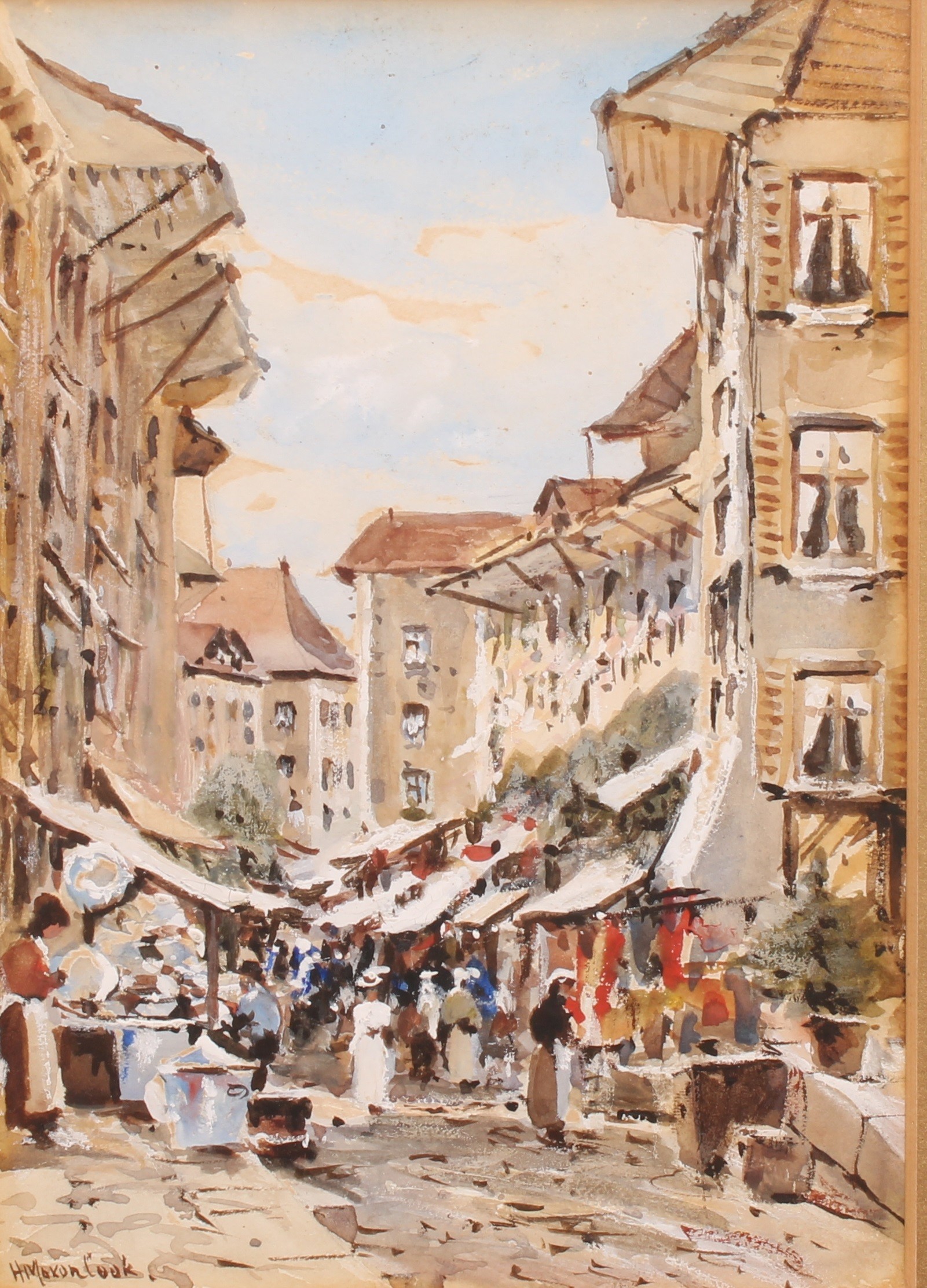 Herbert Moxon Cook (1844-1928/29) Italian Street Scene, signed, oil on board, 17.5cm x 12.5cm