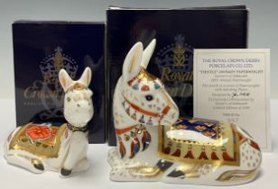 A Royal Crown Derby paperweight, Thistle Donkey, this is number 997 of a signature edition of 1,