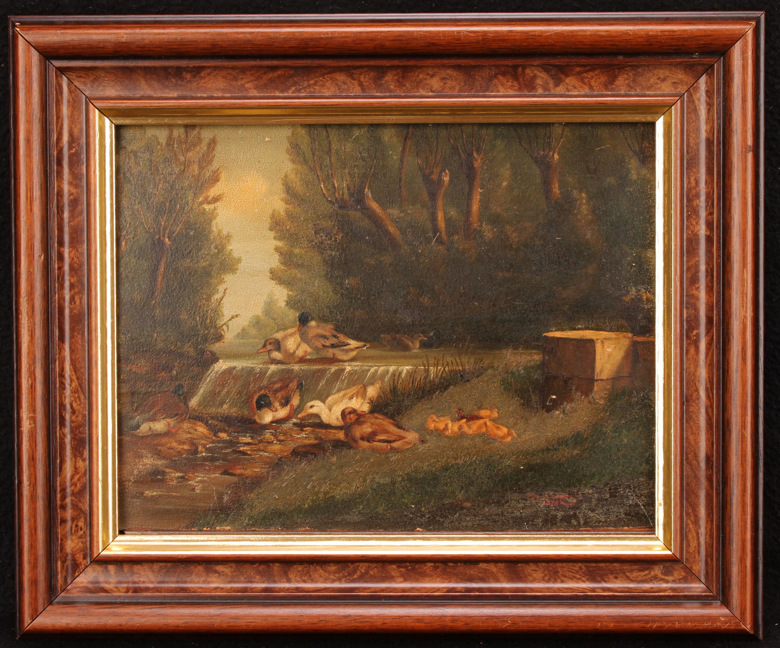 Continental School (19th century) Ducks and Ducklings, indistinctly signed and dated 1878, oil on - Image 2 of 4