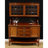 A Sheraton Revival satinwood crossbanded mahogany drawing room side cabinet, by Maple & Co, stamped,