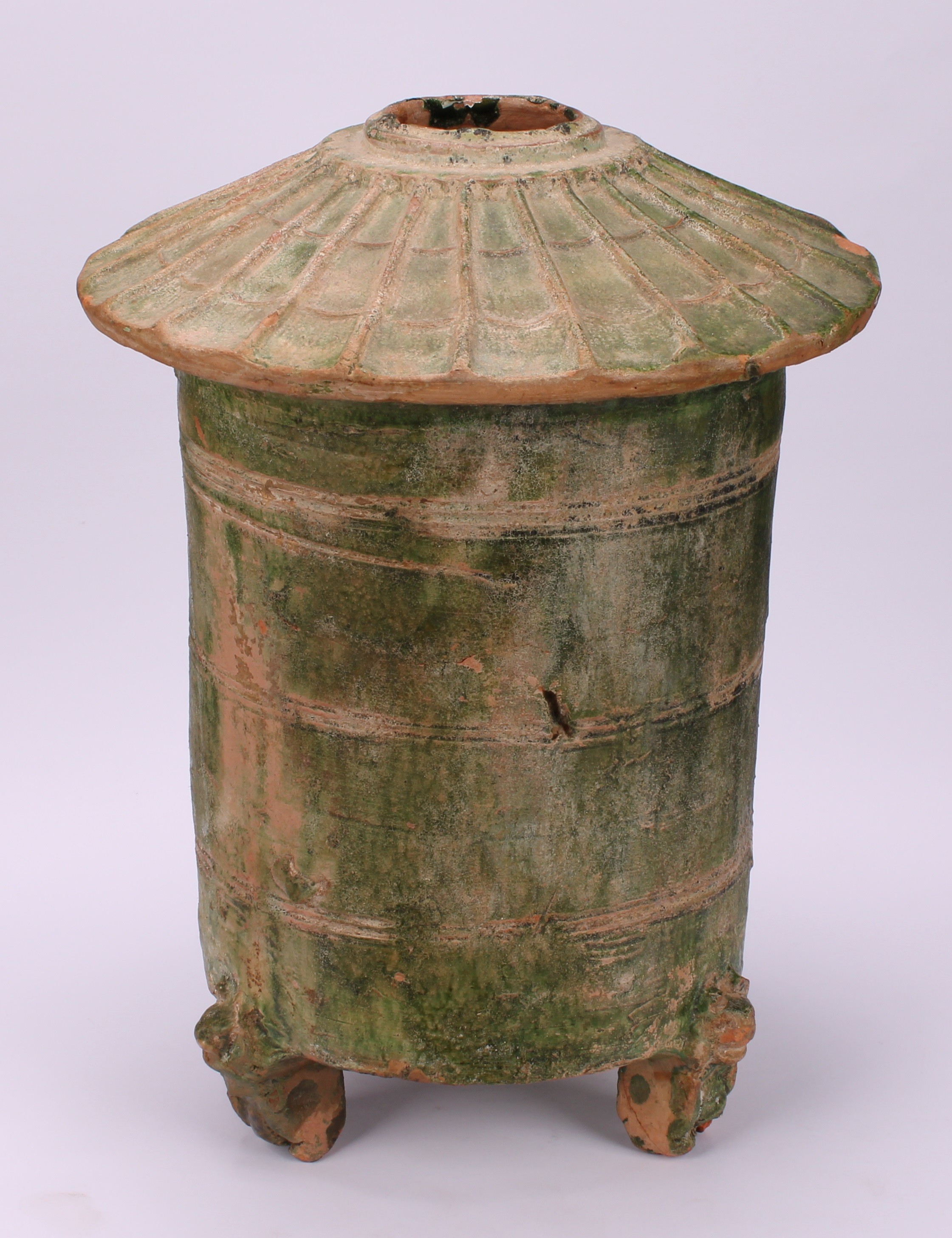 A Chinese terracotta grain jar, in the typical Eastern Han manner, 30cm high - Image 2 of 3