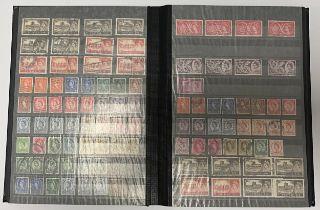 Stamps - GB Stockbook 1841 - 1980's including 23 1841 1d reds on mourning covers, black MX