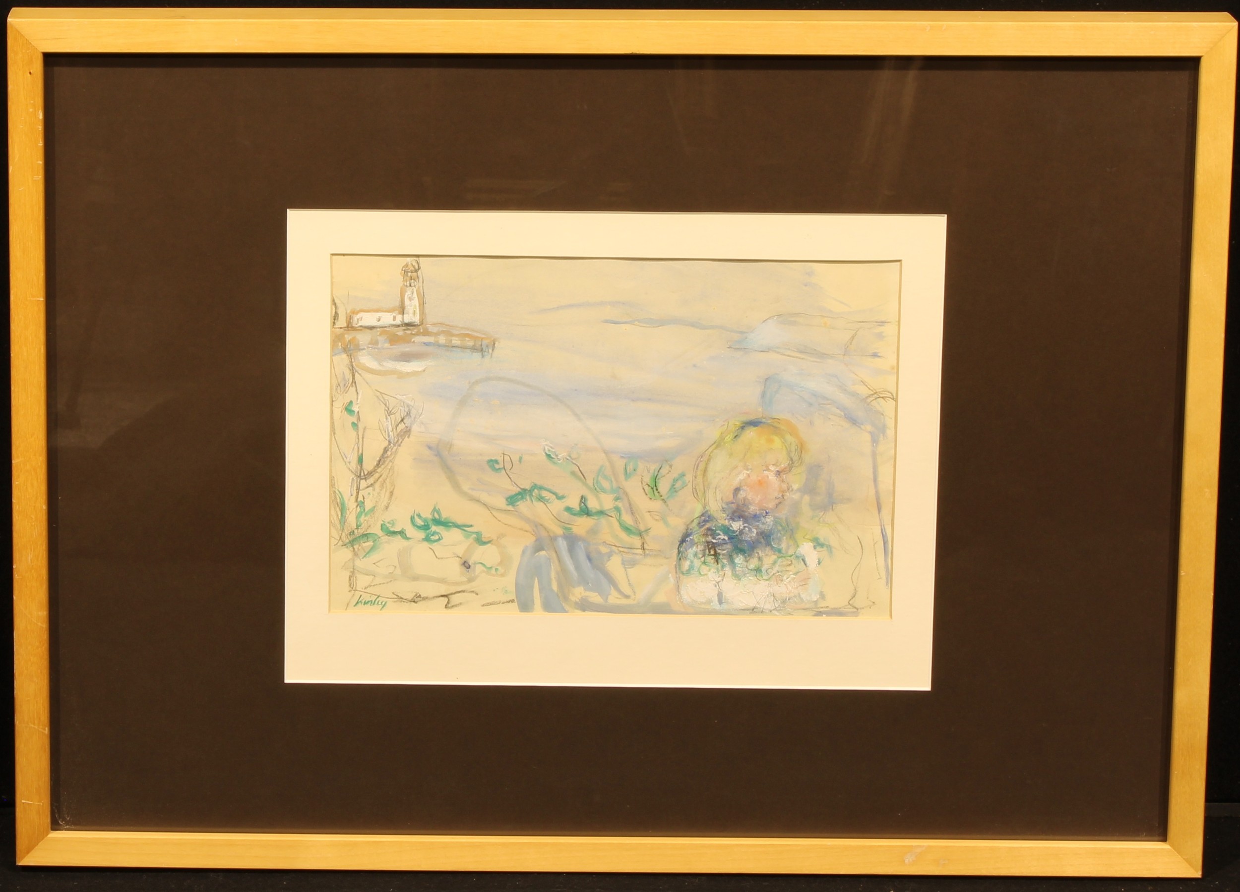 Kinley (20th century) Coastal Scene With Figure of a Girl, signed, watercolour, 22cm x 34cm - Image 2 of 4