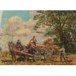 C. A. Owen, (Irish, 20th century) Gathering the Harvest, County Wicklow signed, oil on board, 29cm x