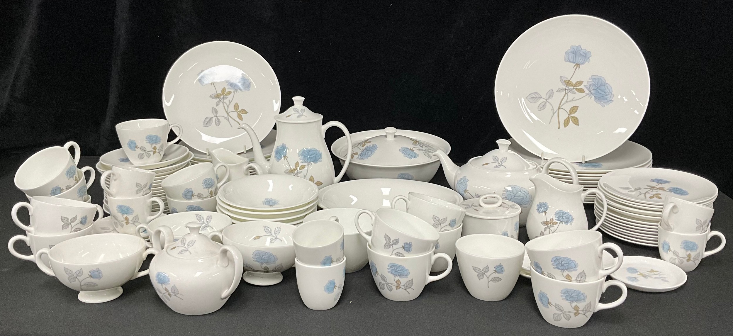 A Wedgwood Ice Rose pattern part dinner, tea and coffee service, comprising dinner plates, dessert