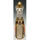 A Royal Crown Derby model, The Royal Cats Collection, Siamese Cat, 22cm tall, printed mark to