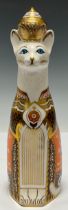 A Royal Crown Derby model, The Royal Cats Collection, Siamese Cat, 22cm tall, printed mark to