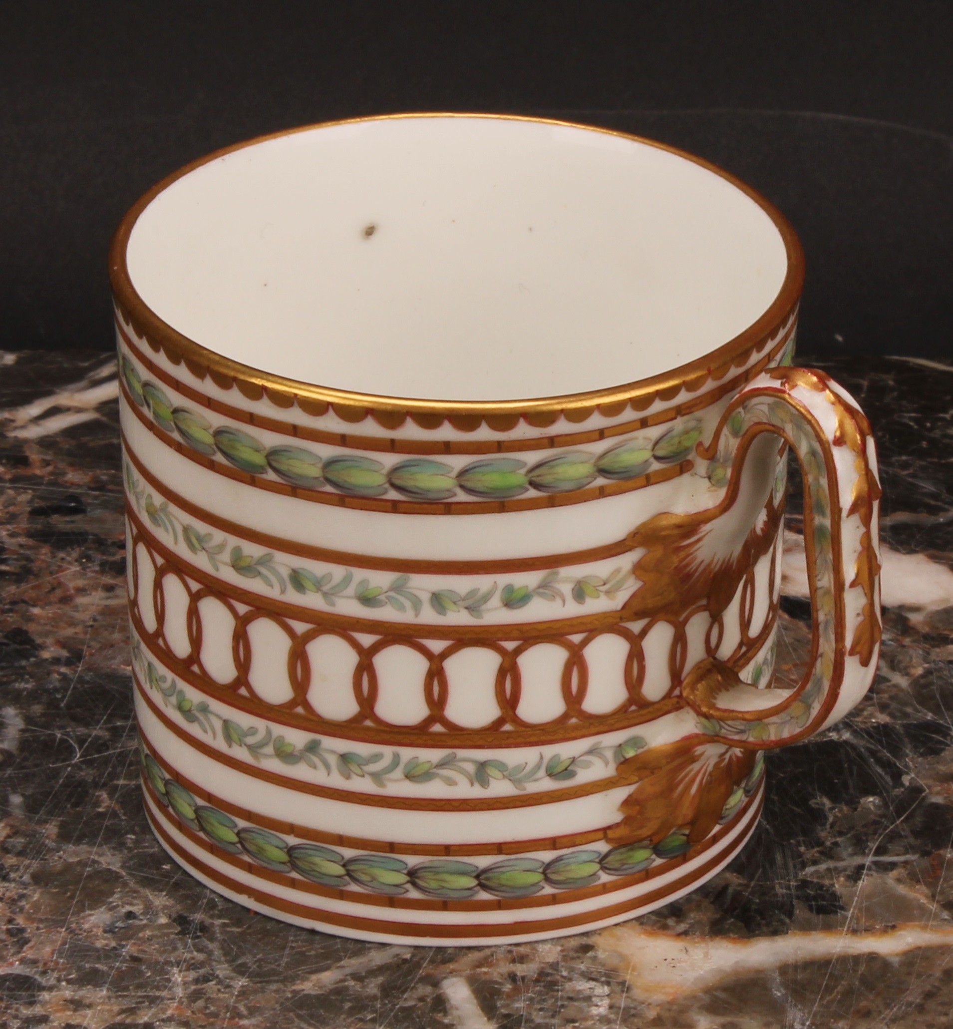 A Champion's Bristol cabinet coffee can and saucer, of cylindrical shape, painted in Neo-classical - Image 5 of 8