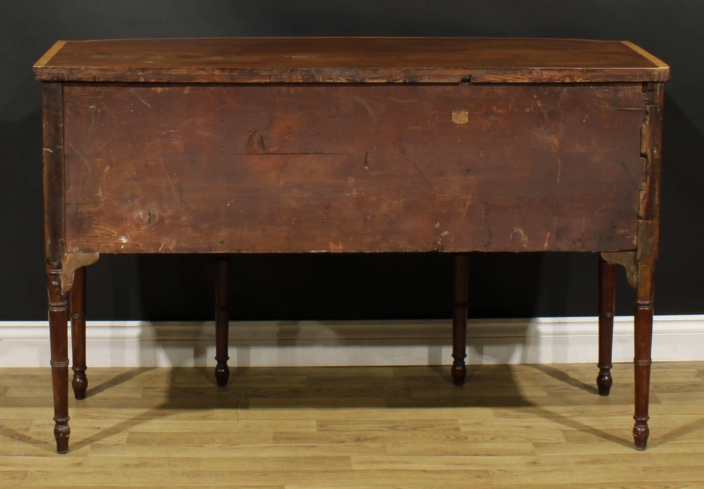 A George III mahogany sideboard or serving table, satinwood crossbanded top above a frieze drawer - Image 6 of 6