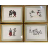 A set of four Italian style aquatint engravings, Commedia dell'arte, including Columbine and