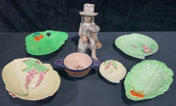 Four pieces of Carltonware; a leaf dish; a Quimper bowl; a Val Newman figure
