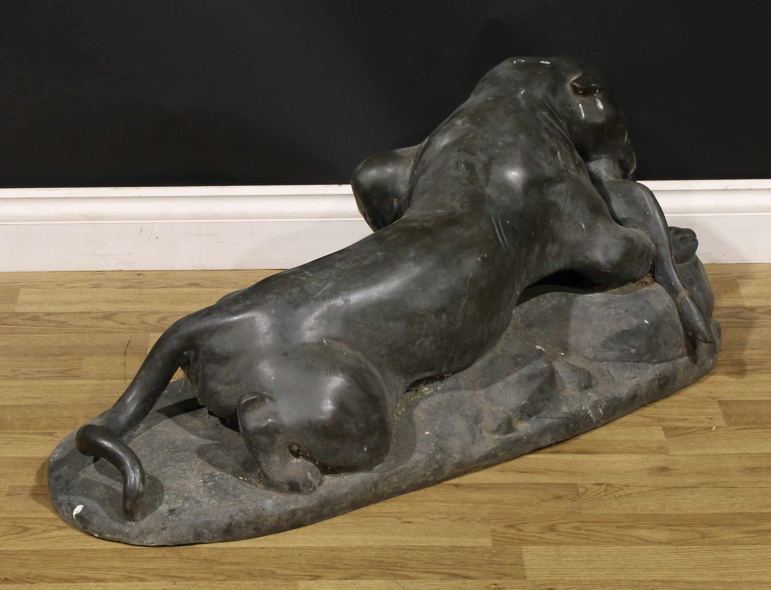 Continental School, 20th century, a large verdigris patinated bronze, The Kill, 99cm long - Image 3 of 3