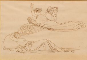 Italian School (19th century) Studies of Classical Figures, pen and ink drawing, 17cm x 25.5cm