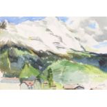 Hal Yates (1907 - 1978) Snow Covered Mountains signed, dated 64, watercolour, 37cm x 53cm