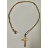A 9ct gold cross pendant and chain, marked 375, 2.9g