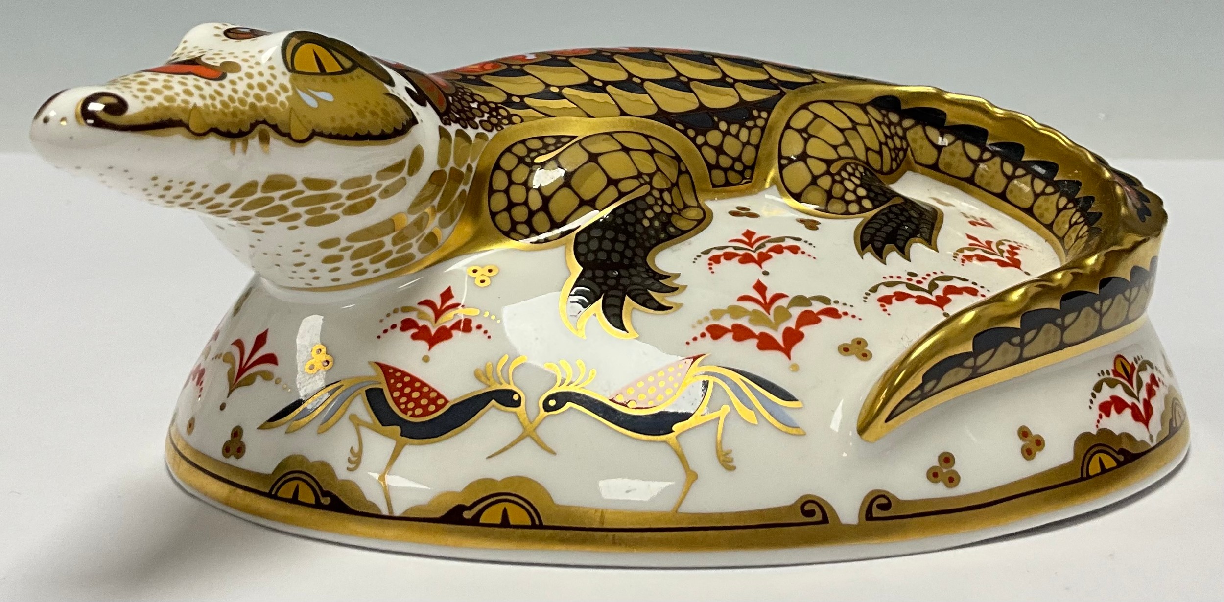 A Royal Crown Derby paperweight, Crocodile, an exclusive gold signature edition commissioned by - Image 2 of 2