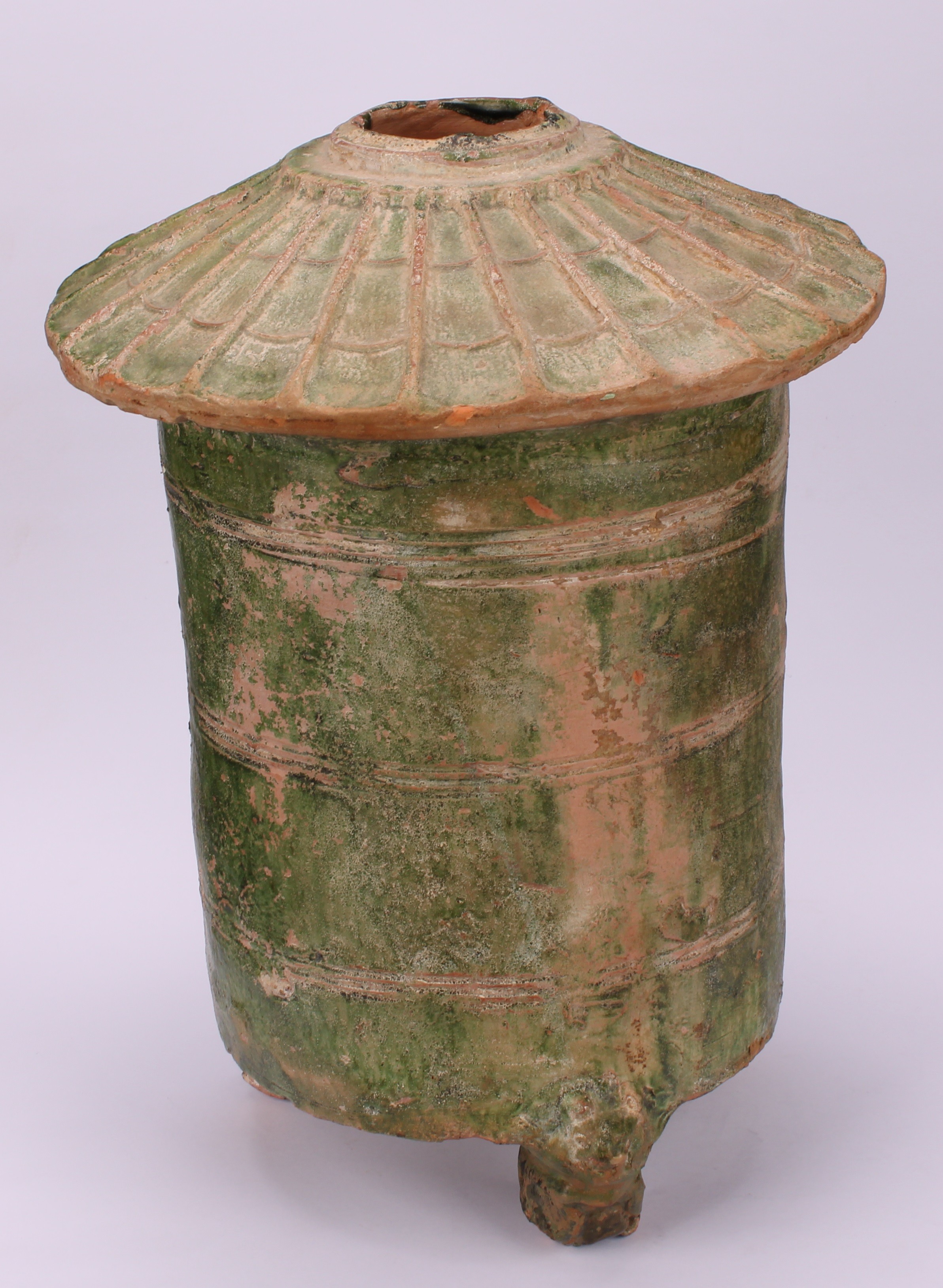 A Chinese terracotta grain jar, in the typical Eastern Han manner, 30cm high - Image 3 of 3