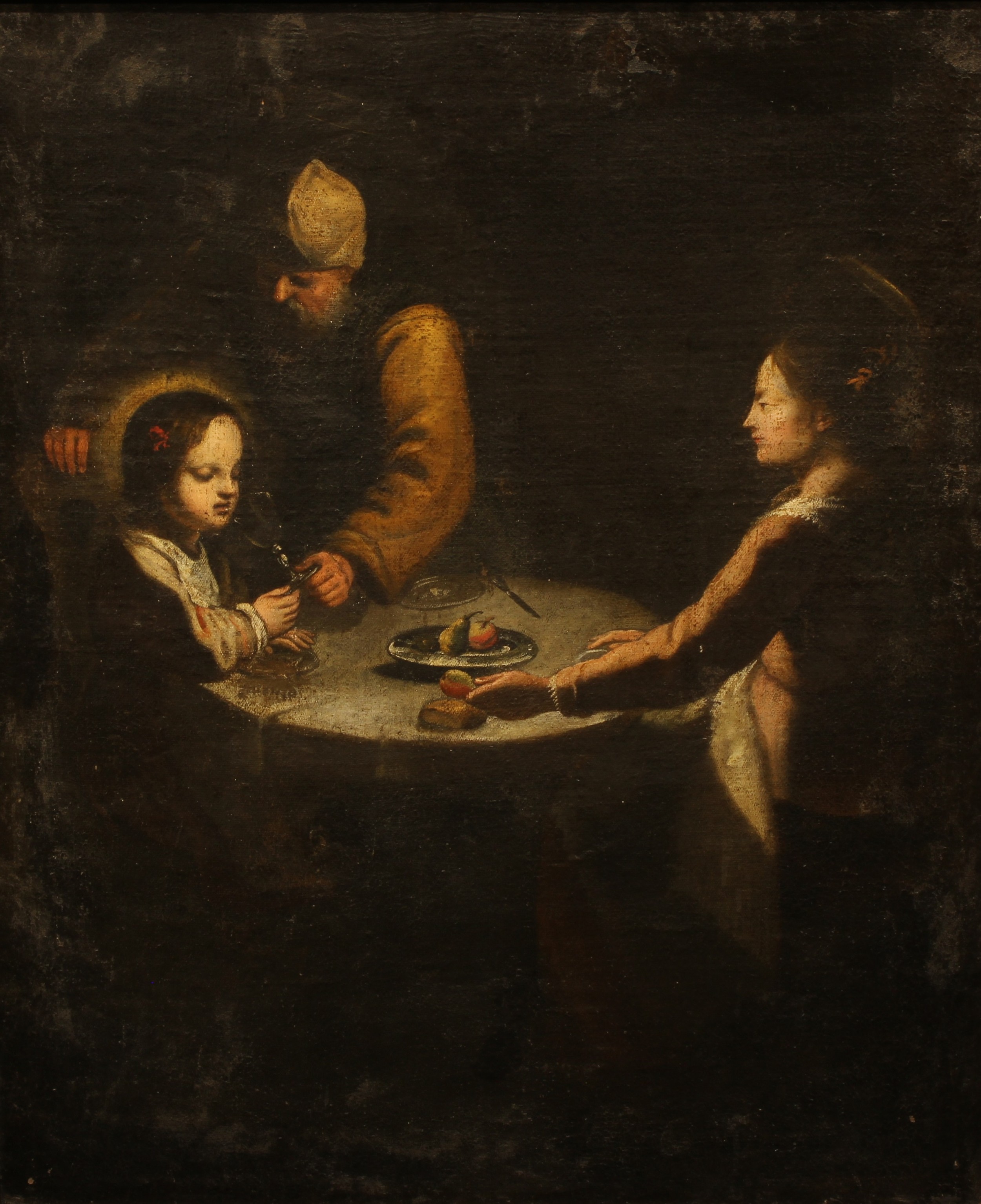 After the Old Master School (19th century) Figures at a Table, oil on canvas, 89cm x 73cm