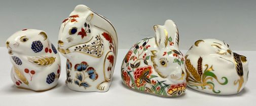 A group of four Royal Crown Derby paperweights, Collectors Guild Exclusive Meadow Rabbit;