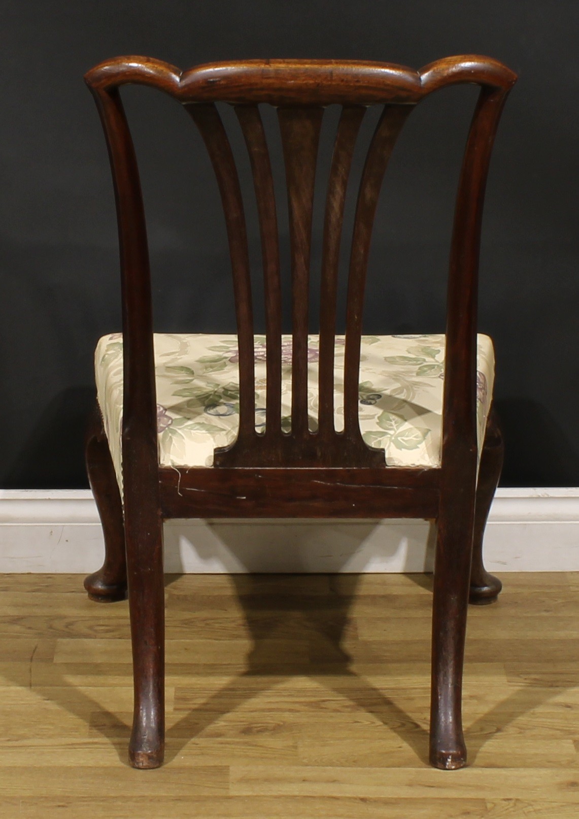 A George II mahogany provincial Chippendale chair, of low proportions, stuffed-over seat, cabriole - Image 4 of 4