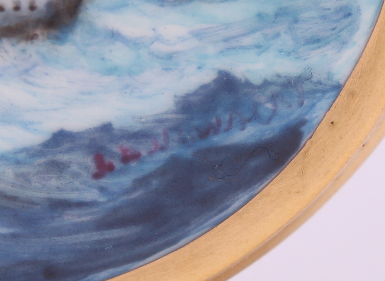 A Lynton porcelain globular scent bottle, painted by Stefan Nowacki, signed, with a sailing ship - Image 9 of 10