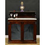 A Post-Regency rosewood chiffonier, rectangular superstructure with shallow shelf, marble top