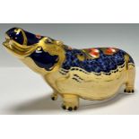 A Royal Crown Derby paperweight, Hippopotamus, this is number 1,328 of a specially commissioned Gold