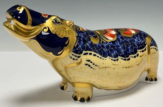 A Royal Crown Derby paperweight, Hippopotamus, this is number 1,328 of a specially commissioned Gold