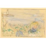 Kinley (20th century) Coastal Scene With Figure of a Girl, signed, watercolour, 22cm x 34cm