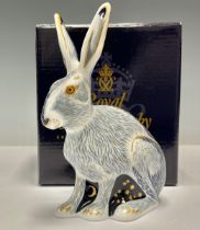 A Royal Crown Derby Paperweight, Starlight Hare, exclusive to the Royal Crown Derby Collectors