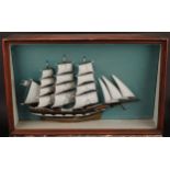 An early 20th century |Scottish maritime folk art half-block model of a ship, Loch Lomond, glazed