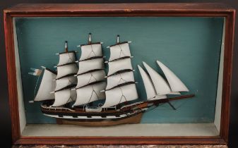 An early 20th century |Scottish maritime folk art half-block model of a ship, Loch Lomond, glazed