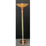 An Art Deco freestanding floor lamp, glass rod column, crazed effect plastic shade, mirrored base,